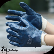 SRSAFETY knit wrist fully nitrile dipping safey gloves/hand glove